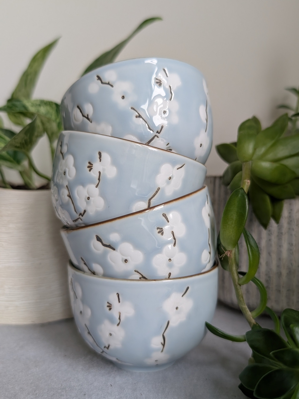 Nantucket Home Porcelain Light Blue Floral Bowl Set